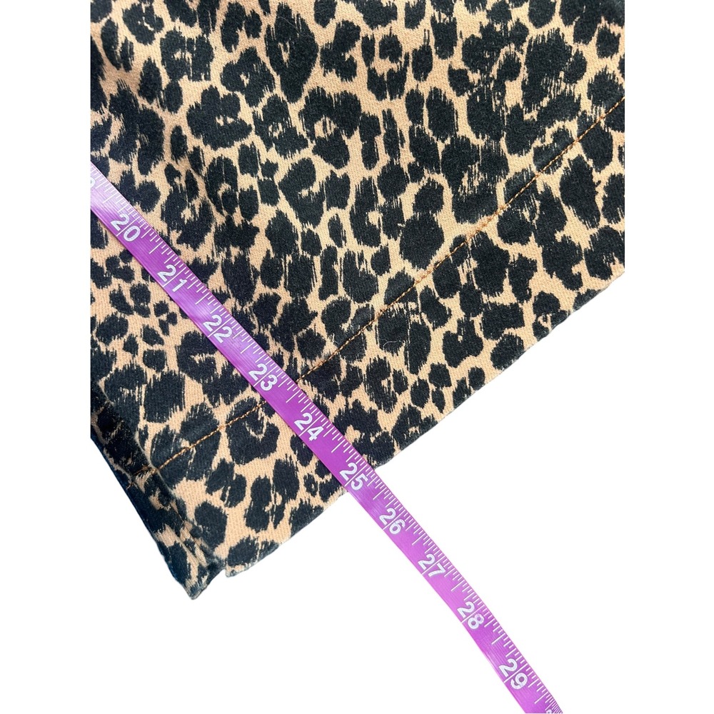 Maeve Anthropologie The Colette Leopard Print Wide-Leg Cropped Jeans Tan 26 - Picture 7 of 7